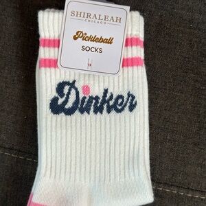 Shiraleah Dinker White and Pink Athletic Socks